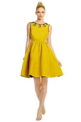 Full-Skirt Cutout Cotton/Faille/Silk Sleeveless  Dress