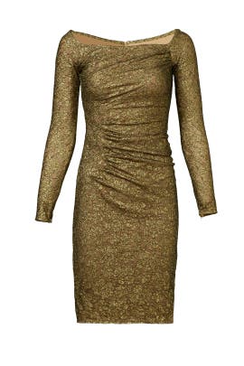 Ruched Lace Nylon/Polyester Long Sleeves Bateau Neck  Dress