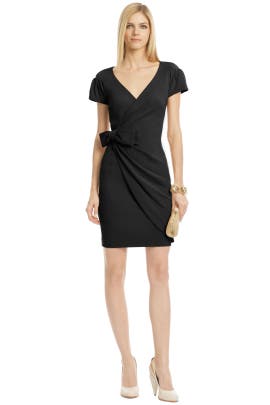 V-neck  Short Sleeves Crepe/Elastane/Polyamide/Viscose  Dress With a Bow(s)