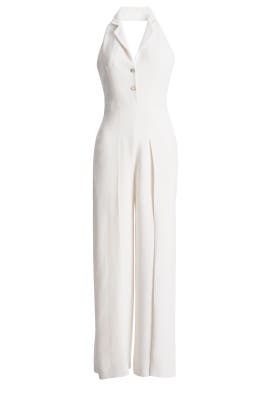 Pleated Halter Sleeveless Crepe/Polyester Jumpsuit 