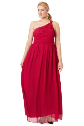 Ruched Chiffon/Polyester Full-Skirt One Shoulder  Dress