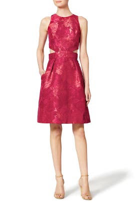 Jacquard Cutout Sleeveless Polyester Full-Skirt  Dress