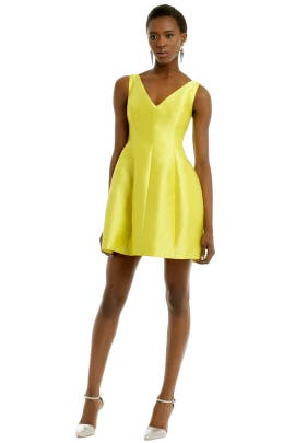 V-neck Full-Skirt Sleeveless Cotton/Faille/Silk  Dress