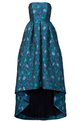 Strapless Asymmetric Jacquard Polyester Full-Skirt  Dress