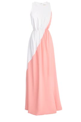 Sleeveless Full-Skirt Scoop Neck Crepe/Polyester/Spandex Maxi Dress 