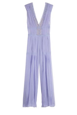 V-neck Lace Illusion Chiffon/Silk Sleeveless Jumpsuit 