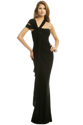 Cap Sleeves One Shoulder Draped Fitted Jersey/Viscose  Dress