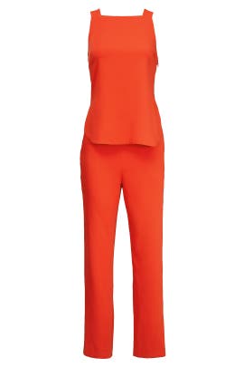 Sleeveless Acetate/Crepe/Polyester/Triacetate Square Neck Jumpsuit 