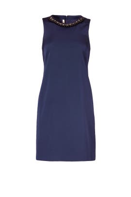 Sleeveless Shift Beaded Jacquard Polyamide/Polyester  Dress