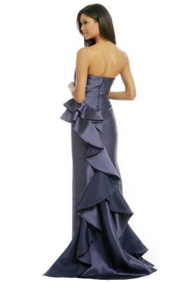 Strapless  Fitted Peplum Polyester/Silk  Dress With Ruffles