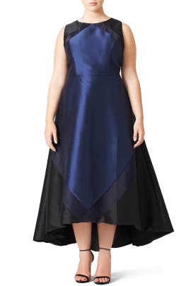Faille/Polyester Bateau Neck Full-Skirt Sleeveless  Dress