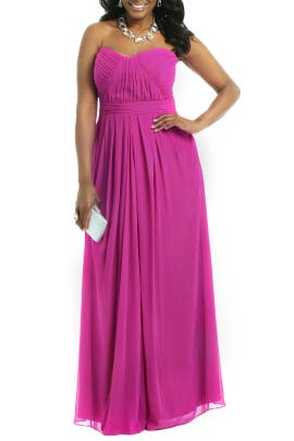 Strapless Full-Skirt Chiffon/Polyester Sweetheart  Dress