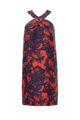 V-neck Sleeveless Sheath Floral Print Nylon/Polyester Jacquard  Dress