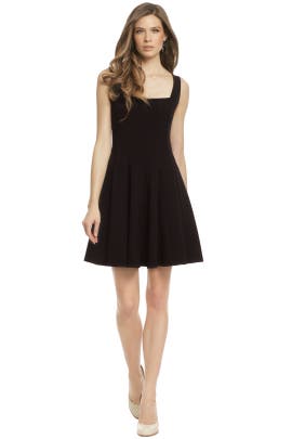 Square Neck Flared-Skirt Acetate/Crepe/Polyester/Triacetate Sleeveless  Dress