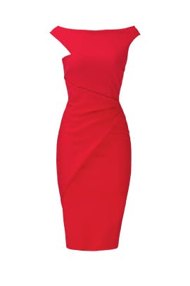 Elastane/Polyamide/Ponte Cocktail Sleeveless Wrap Fitted Bateau Neck  Dress
