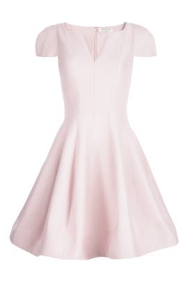 V-neck Short Sleeves Cotton/Faille/Silk Full-Skirt  Dress