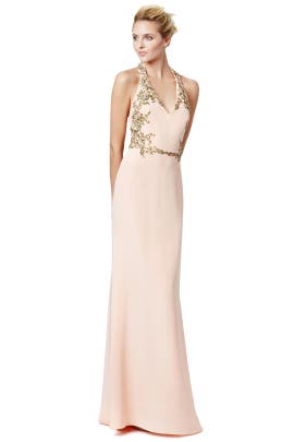 Halter Sleeveless Crepe/Silk Fitted  Dress