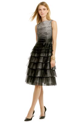 Bateau Neck Sleeveless Tiered Polyamide/Tulle  Dress