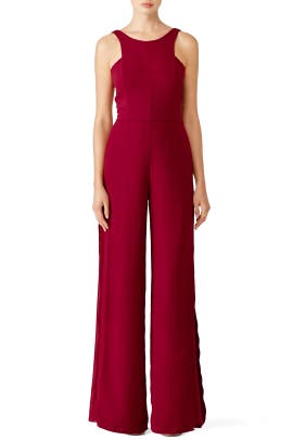 Open-Back Acetate/Crepe/Polyester/Triacetate Sleeveless Jumpsuit 