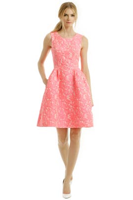 Sleeveless Jacquard Acrylic/Polyester Floral Print Full-Skirt  Dress