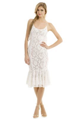 Scoop Neck Sleeveless Cotton/Nylon Sheer Lace   Dress With Ruffles