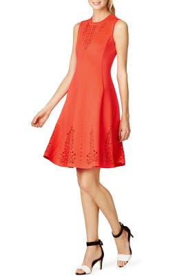 Flared-Skirt Polyester/Spandex General Print Sleeveless  Dress