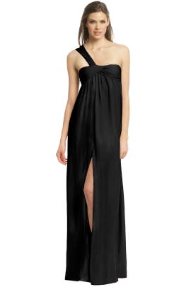 Crepe/Polyester One Shoulder Sleeveless Empire   Waistline  Dress