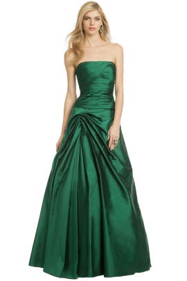 Strapless Ruched Polyester/Taffeta Full-Skirt  Dress