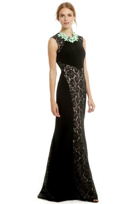 Mermaid Sleeveless Lace Crepe/Polyester/Viscose/Wool  Dress