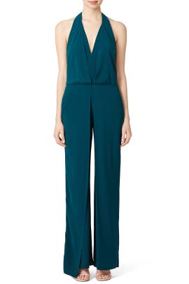 Halter Sleeveless Acetate/Crepe/Polyester/Triacetate Jumpsuit 