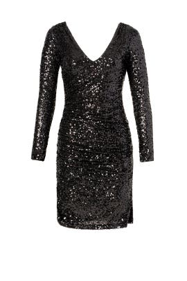 Nylon Long Sleeves Sequined Ruched  Dress