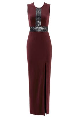 Sleeveless Cutout Fitted Slit Lace Crepe/Elastane/Polyamide/Polyester  Dress