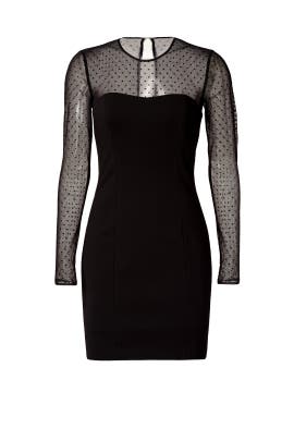 Fitted Sheer Long Sleeves Crepe/Nylon/Spandex/Viscose Dots Print  Dress