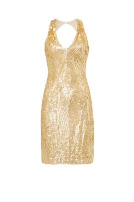V-neck Fitted Open-Back Sequined Mesh Silk Sleeveless  Dress