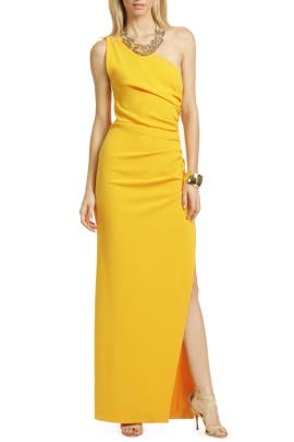 Crepe/Polyester Ruched Slit One Shoulder Sleeveless  Dress
