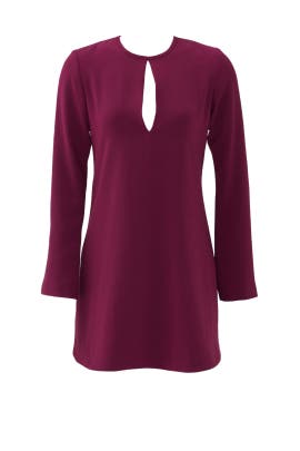 Keyhole Cutout Crepe/Elastane/Polyester/Viscose Shift Long Sleeves  Dress