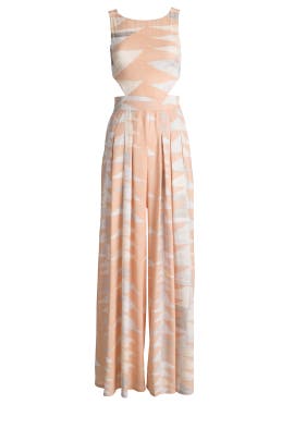 Sleeveless Crepe/Polyester/Spandex Cutout Open-Back Jumpsuit 