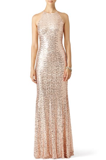 Blush Sequin Racerback Gown by Badgley 