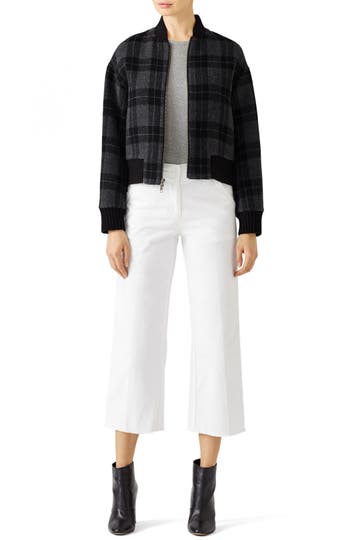 vince plaid bomber jacket