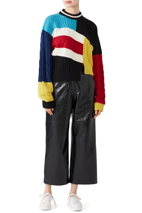 Cropped Colorblock Sweater by MSGM for 