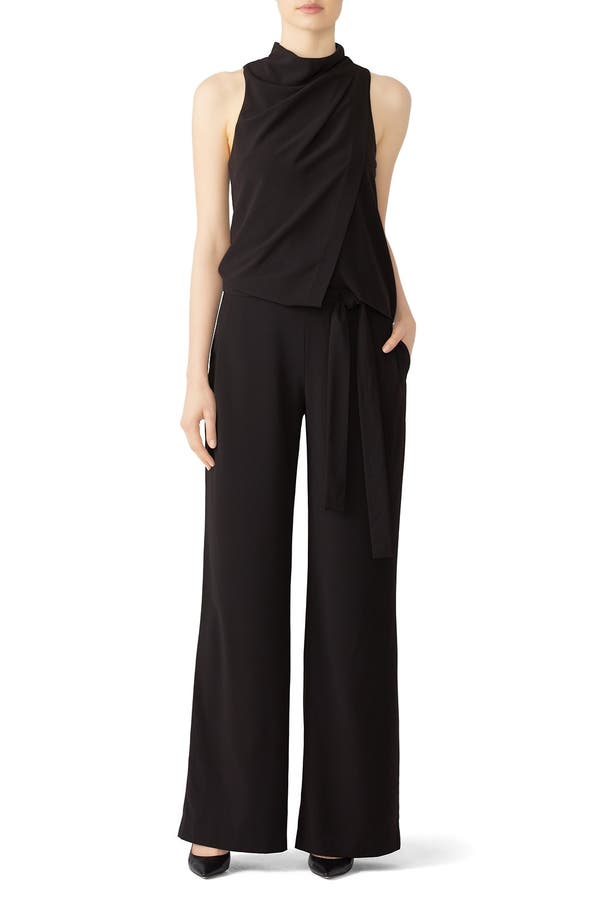 halston heritage draped jumpsuit