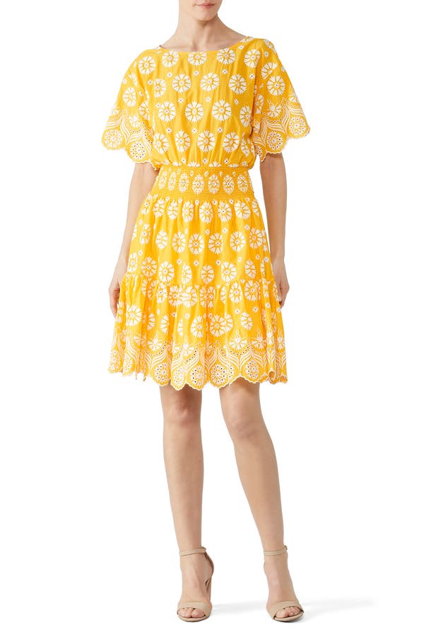 Embroidered Yellow Dress by Tory Burch 