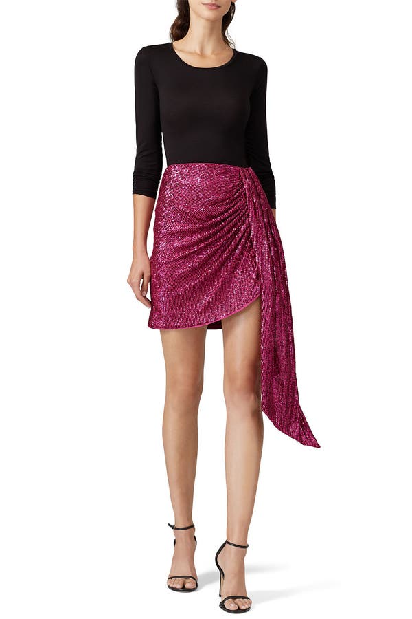 Sequin Drape Mini Skirt by Jonathan 