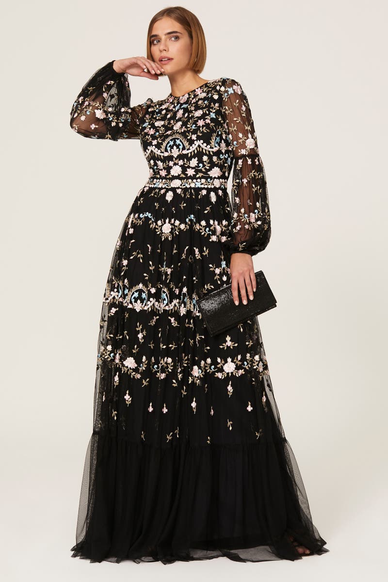 Sequin Embroidered Gown by Ieena for 