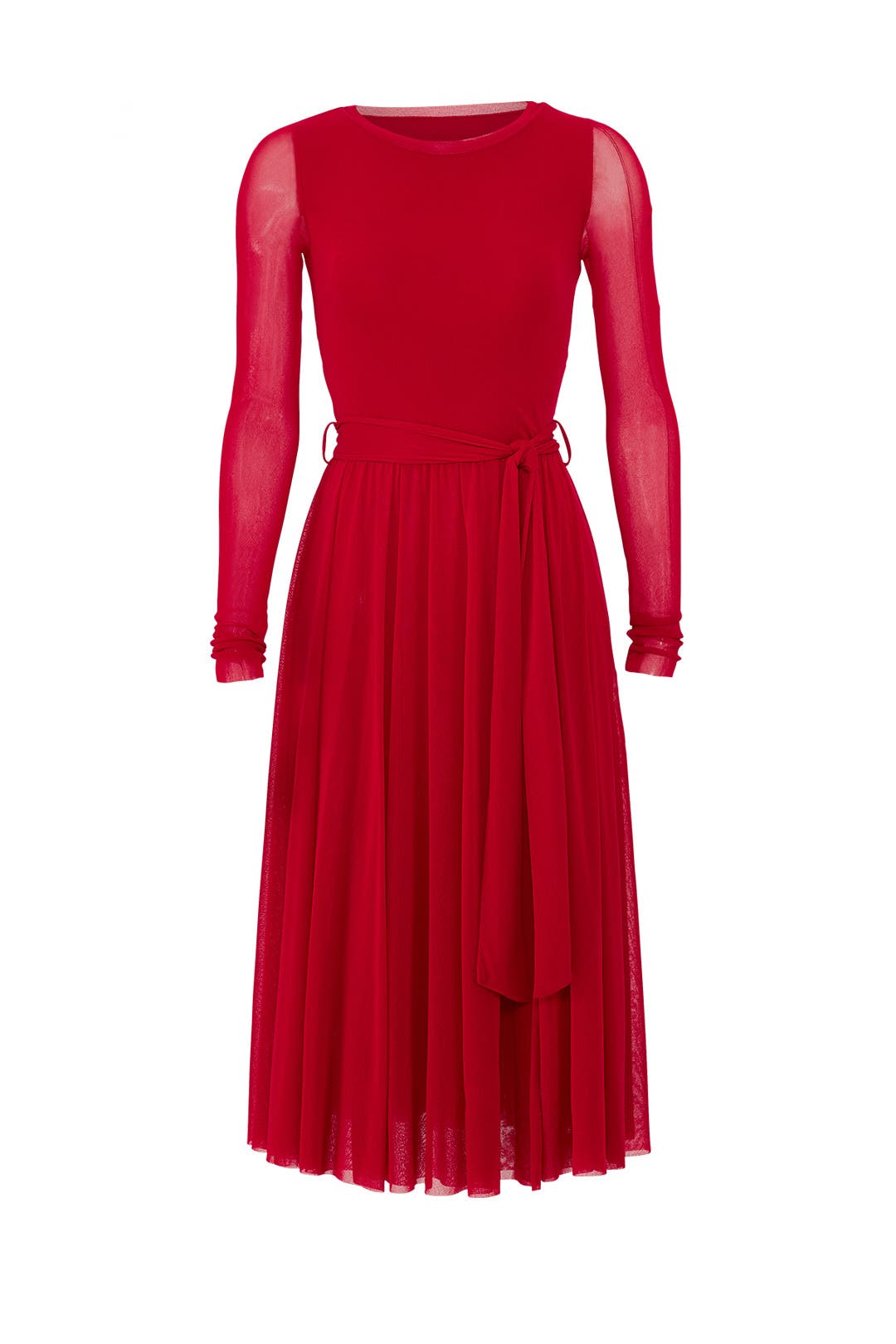 Red Sheer Sleeve Midi Dress by Fuzzi 