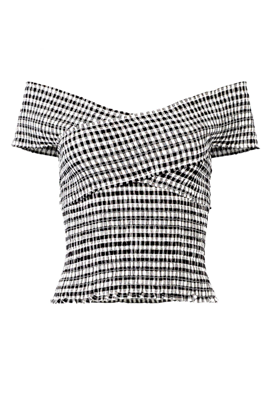 cupcakes and cashmere Womens Bowman Off The Shoulder Gingham Top