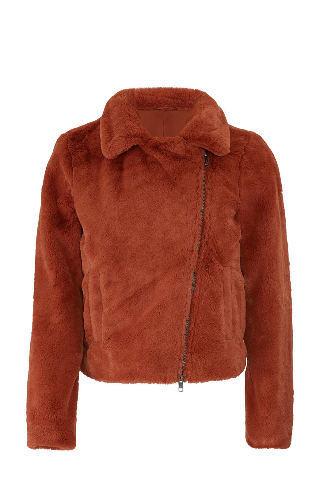 rust faux fur jacket