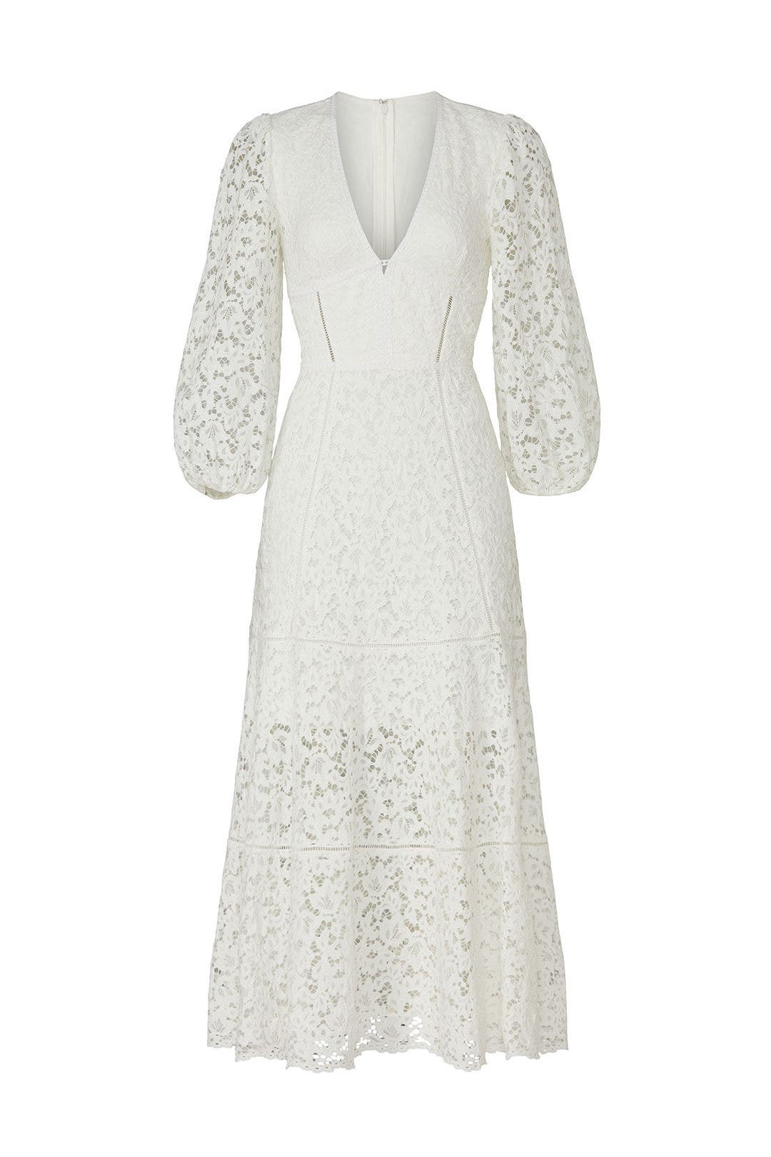 White Lace V-Neck Dress by Jonathan 