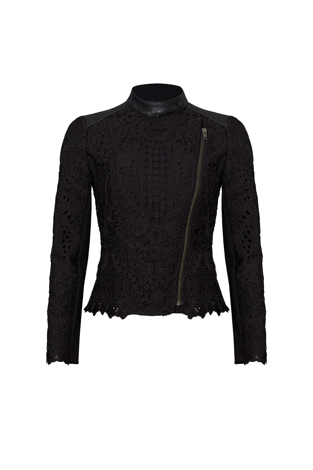 Black Lace Moto Jacket By Cut 25 For 115 The Runway