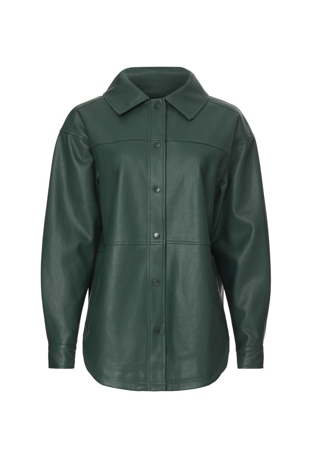 green leather shacket